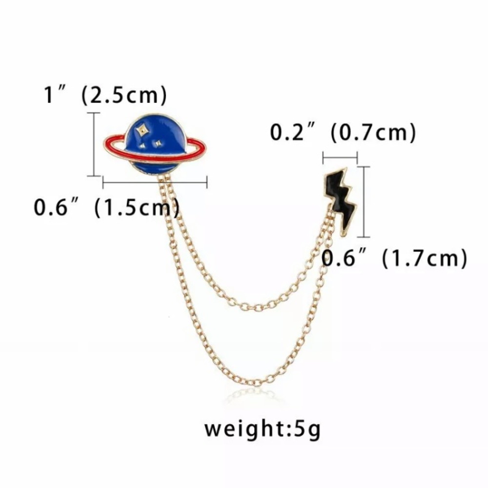 Planet and Lightening Bolt Connected Pin Brooch - Picture 5 of 5